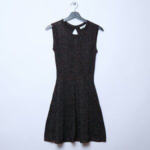 Sandro Shimmery Sparkly Cocktail A-Line Fit & Flare Black Colorful Mini Dress